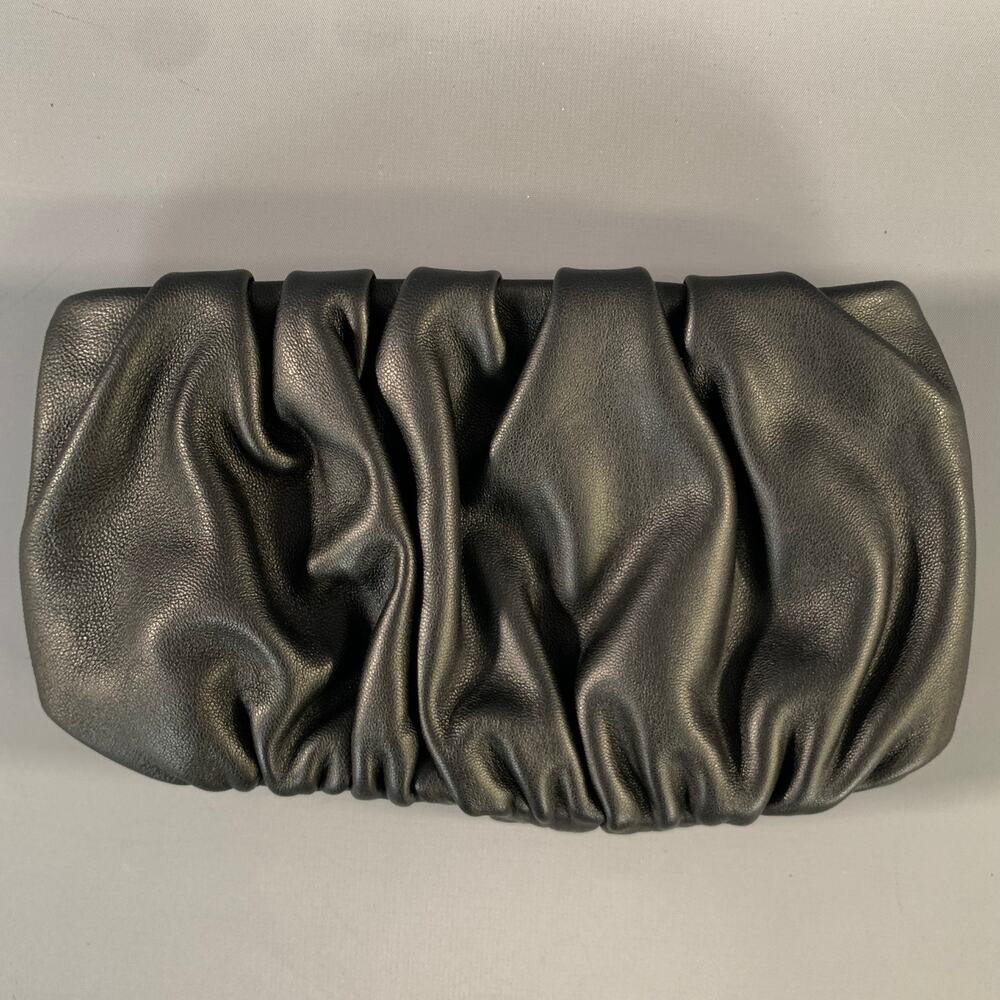 STAUD SS2020 Black Wrinkled Leather Pouch Bag